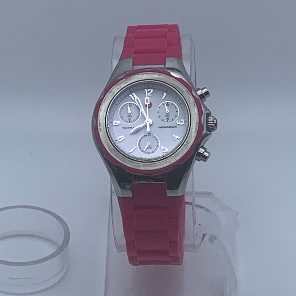 Michele Pink Jelly Bean Tahitian Watch Stainless Steel case with Silicon strap